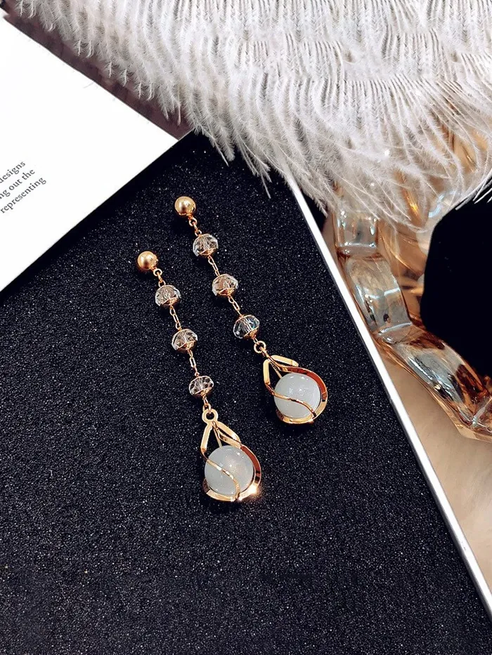 Necklaces Yellow Chimes Yellow Chimes Earrings For Women Gold Tone Round Crystal Drop Dangle Earrings For Women and Girls