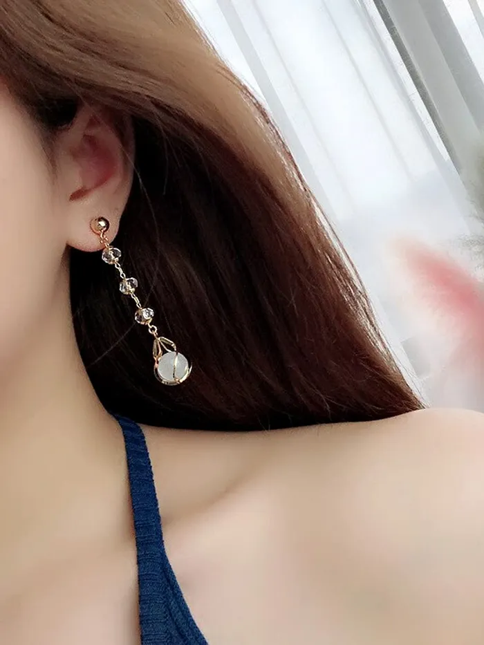 Necklaces Yellow Chimes Yellow Chimes Earrings For Women Gold Tone Round Crystal Drop Dangle Earrings For Women and Girls