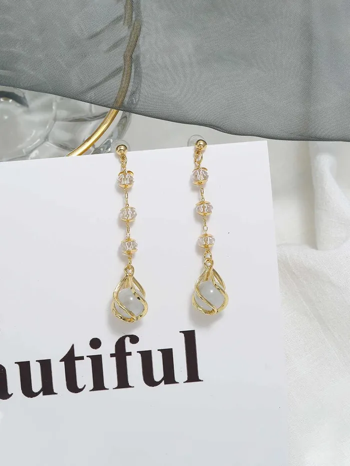 Necklaces Yellow Chimes Yellow Chimes Earrings For Women Gold Tone Round Crystal Drop Dangle Earrings For Women and Girls