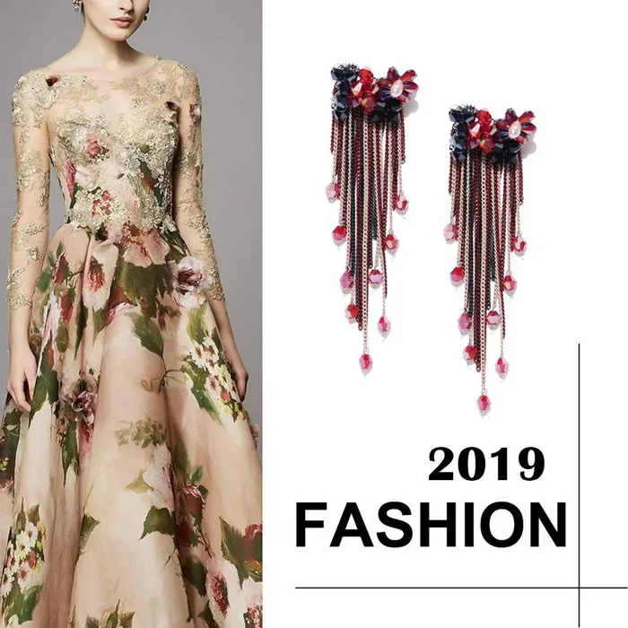 Necklaces Yellow Chimes Yellow Chimes Floral Design Onyx Red Long Dangle Earrings For Women Girls