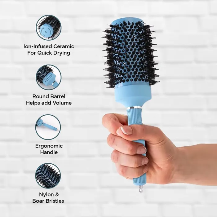 Necklaces Yellow Chimes Yellow Chimes Hair Brush with IonInfused Thermal Ceramic Technology AntiStatic Boar Bristles Additional Styling Tip Adds Volume and Shine Blow Drying Straightening Curling Round Brush