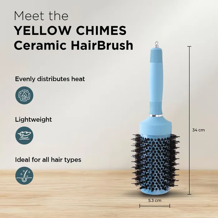Necklaces Yellow Chimes Yellow Chimes Hair Brush with IonInfused Thermal Ceramic Technology AntiStatic Boar Bristles Additional Styling Tip Adds Volume and Shine Blow Drying Straightening Curling Round Brush