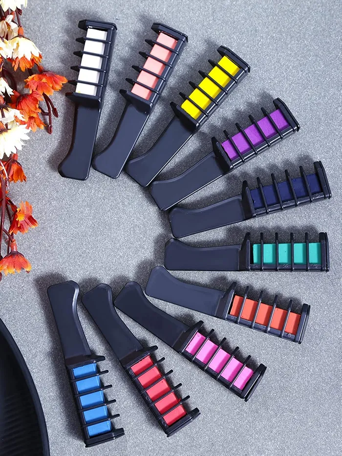 Necklaces Yellow Chimes Yellow Chimes Hair Color Dye for Girls New 10 Hair Chalk Comb Temporary Hair Color Dye for Girls Kids Washable Hair Chalk Hair Accessory for Girls and Women Kids