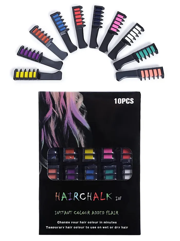 Necklaces Yellow Chimes Yellow Chimes Hair Color Dye for Girls New 10 Hair Chalk Comb Temporary Hair Color Dye for Girls Kids Washable Hair Chalk Hair Accessory for Girls and Women Kids