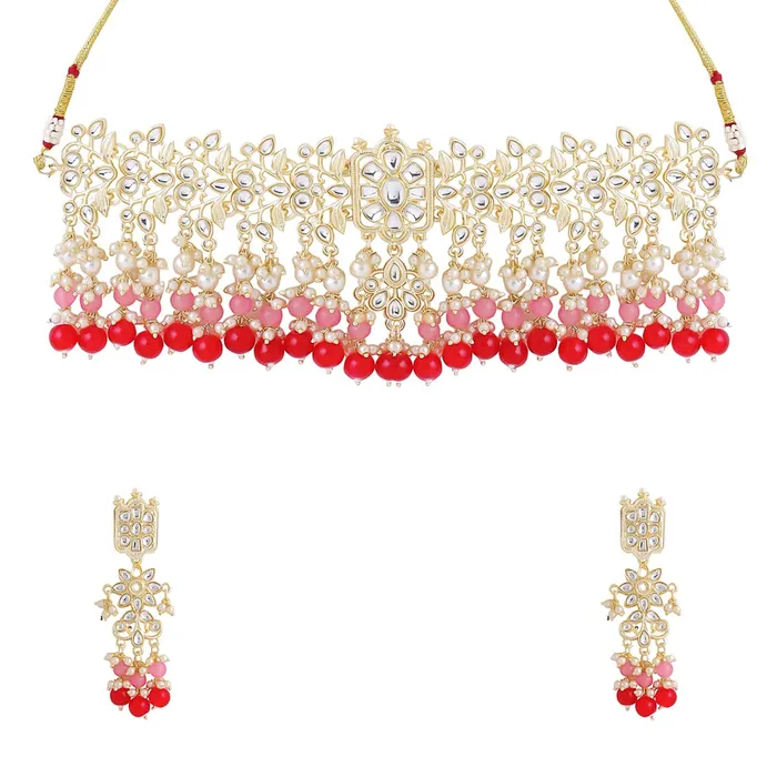 Necklaces Yellow Chimes Yellow Chimes Jewellery Set for Women and Girls Traditional Kundan Necklaces Set Gold Plated Red Beads Drop Kundan Set Birthday Gift for girls and women Anniversary Gift for Wife Necklaces Yellow Chimes Yellow Chimes Jewellery Set for Women and Girls Traditional Kundan Necklaces Set Gold Plated Red Beads Drop Kundan Set Birthday Gift for girls and women Anniversary Gift for Wife