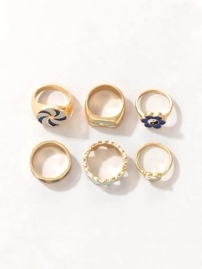 Necklaces Yellow Chimes Yellow Chimes Knuckle Rings for Women Combo of 6 Pcs Stack Rings Gold Plated Midi Finger Ring Set for Women and Girls