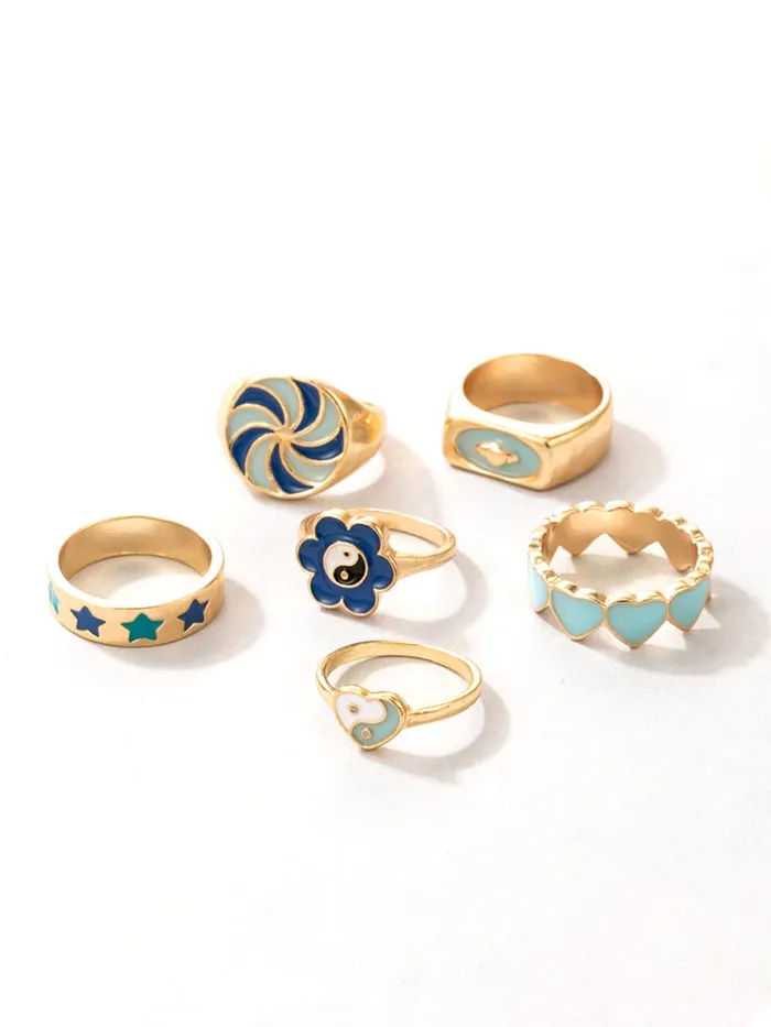 Necklaces Yellow Chimes Yellow Chimes Knuckle Rings for Women Combo of 6 Pcs Stack Rings Gold Plated Midi Finger Ring Set for Women and Girls