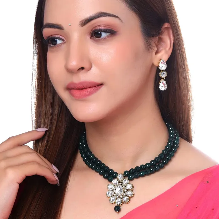 Necklaces Yellow Chimes Yellow Chimes kundans necklaces set necklace set for women jewellery set for women necklace set for women traditional necklace for women