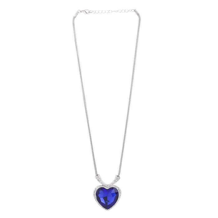 Necklaces Yellow Chimes Yellow Chimes Pendant for Women and Girls TITANIC Pendant for Women Heart Shaped Blue Crystal Pendent Chain Birthday Gift for girls and women Anniversary Gift for Wife