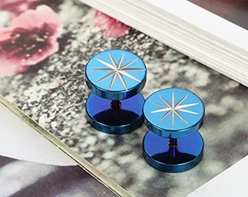 Necklaces Yellow Chimes Yellow Chimes Spark Symbol 316L Stainless Steel Metallic Blue Earrings for Men and Boys
