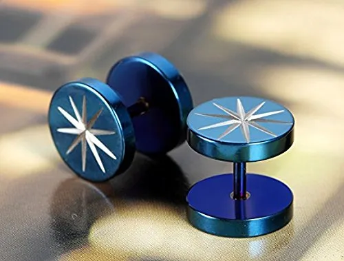 Necklaces Yellow Chimes Yellow Chimes Spark Symbol 316L Stainless Steel Metallic Blue Earrings for Men and Boys