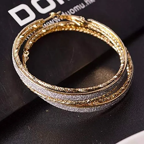 Necklaces Yellow Chimes Yellow Chimes Stylish Classic Design Sparkling Shine Big Circle Party Wear Gold Plated Hoop Earrings For Women and Girl