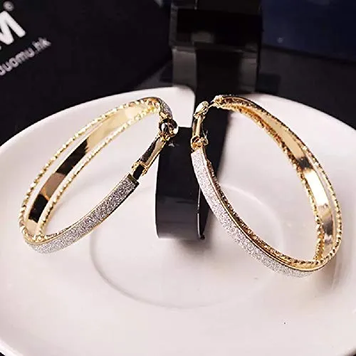 Necklaces Yellow Chimes Yellow Chimes Stylish Classic Design Sparkling Shine Big Circle Party Wear Gold Plated Hoop Earrings For Women and Girl