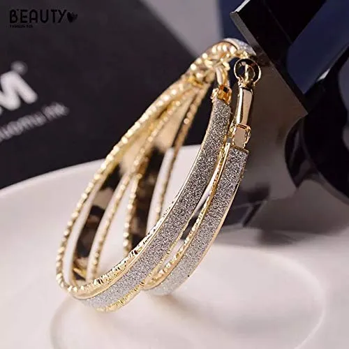 Necklaces Yellow Chimes Yellow Chimes Stylish Classic Design Sparkling Shine Big Circle Party Wear Gold Plated Hoop Earrings For Women and Girl