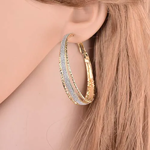 Necklaces Yellow Chimes Yellow Chimes Stylish Classic Design Sparkling Shine Big Circle Party Wear Gold Plated Hoop Earrings For Women and Girl
