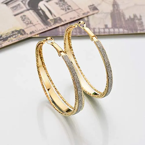Necklaces Yellow Chimes Yellow Chimes Stylish Classic Design Sparkling Shine Big Circle Party Wear Gold Plated Hoop Earrings For Women and Girl