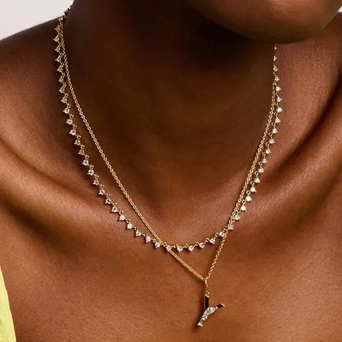 Necklaces Yiwu yuzhe jewelry baba Triangle Cluster Diamond CZ Tennis Necklace