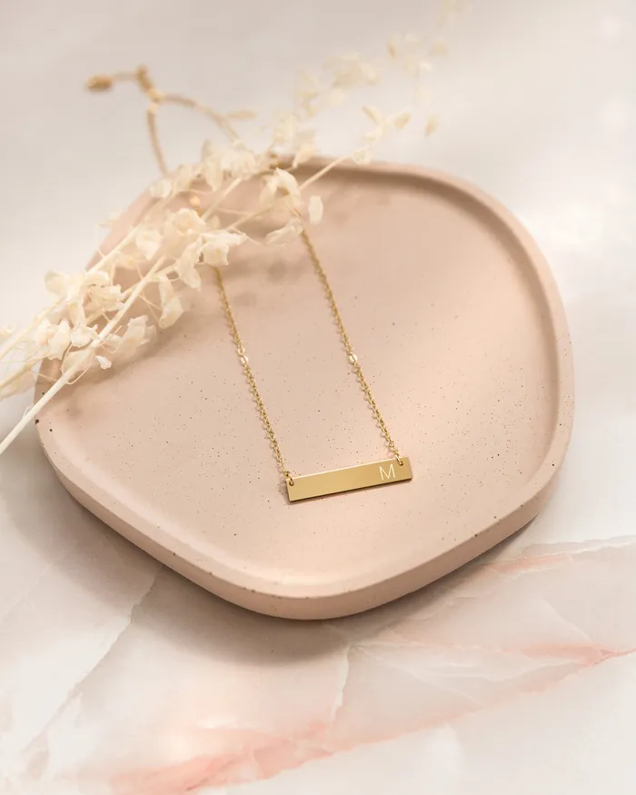 Necklaces Zen and Zuri Personalized Modern Monogram Bar Necklace