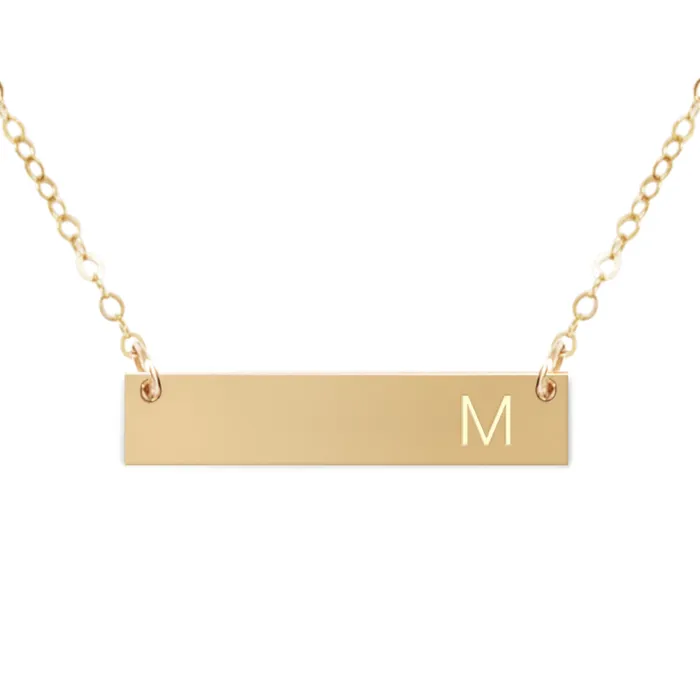 Necklaces Zen and Zuri Personalized Modern Monogram Bar Necklace