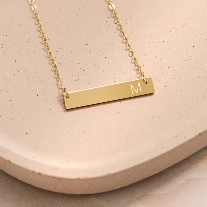 Necklaces Zen and Zuri Personalized Modern Monogram Bar Necklace