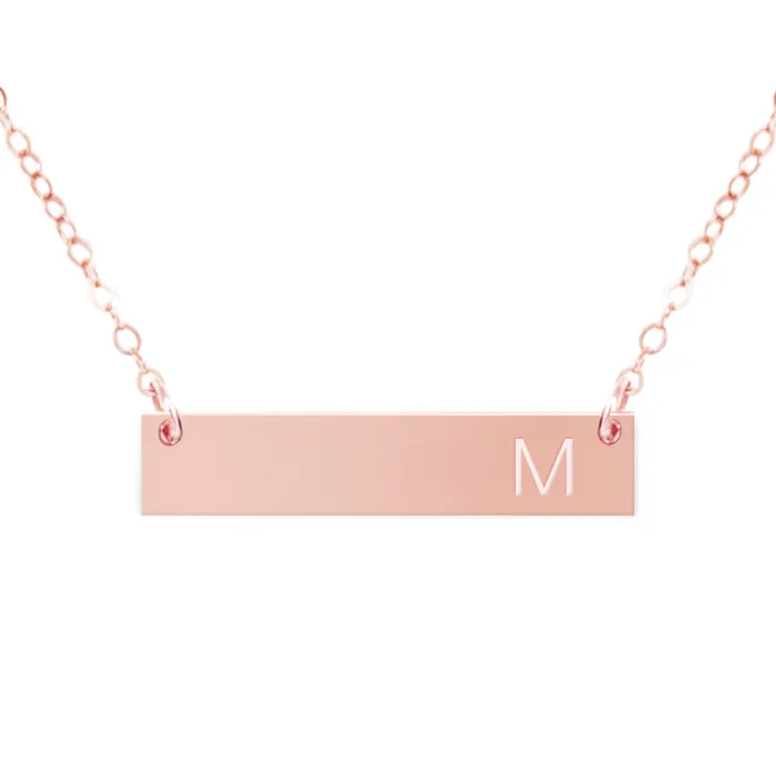 Necklaces Zen and Zuri Personalized Modern Monogram Bar Necklace