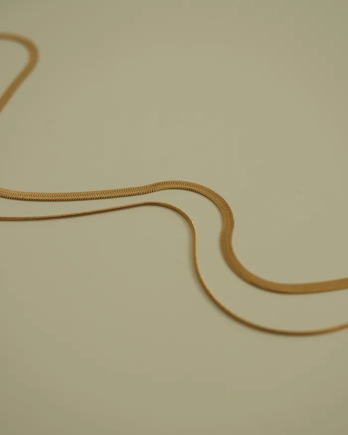Oie Layered Herringbone Chain Necklace MYJN Necklaces
