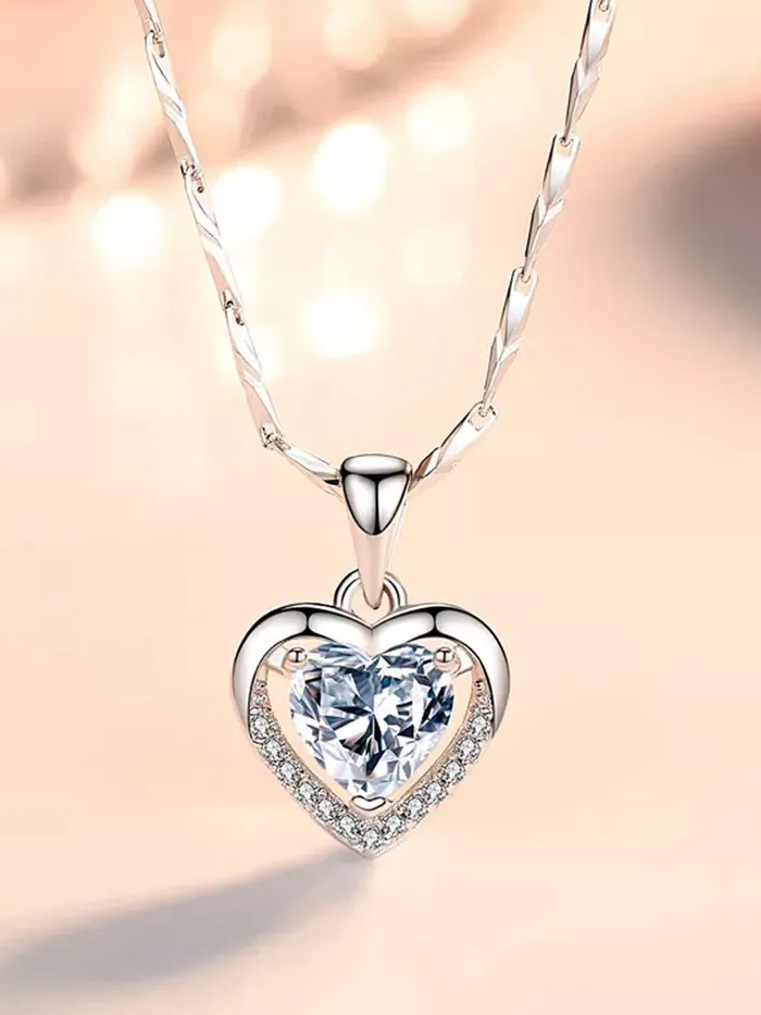 Raajsi by Yellow Chimes 925 Sterling Silver Pendant for Women Girls Pure Silver Heart Pendant Chain Birthday Gift for Girls Women With Certificate of Authenticity 925 Stamp Raajsi by Yellow Chimes Necklaces