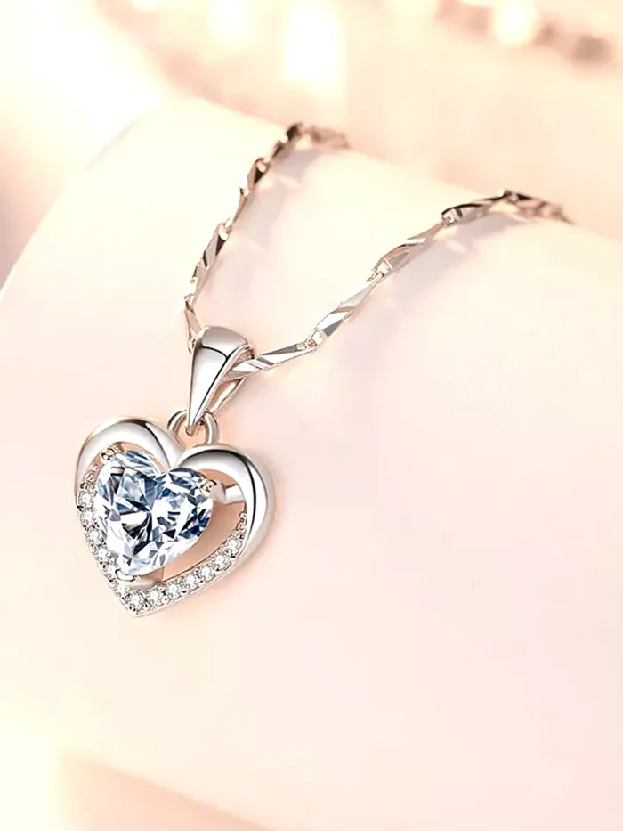 Raajsi by Yellow Chimes 925 Sterling Silver Pendant for Women Girls Pure Silver Heart Pendant Chain Birthday Gift for Girls Women With Certificate of Authenticity 925 Stamp Raajsi by Yellow Chimes Necklaces