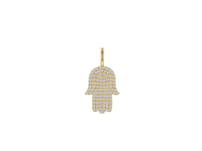 Rachel Reid Charm Necklaces Diamond Pave Hamsa Charm