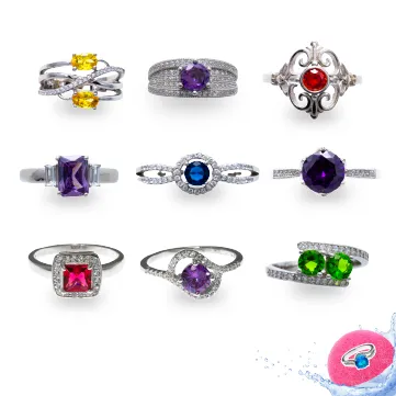 RBC003 Rings Ring Bomb Sized Gemstone Rings 925 Sterling Silver Rhodium Coated 360 Styles