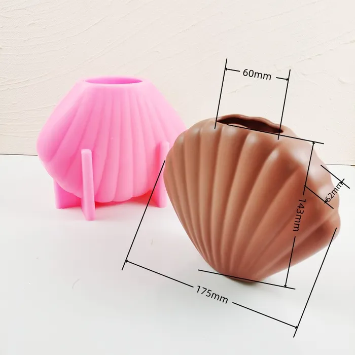 Resin Art Hub Necklaces Shell Shaped Silicone Vase Mold for Jesmonite Art