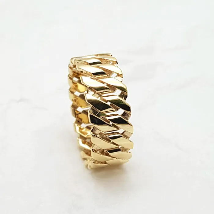 Rings carre dor 14k 18k gold chain ring 2 Medium 8mm