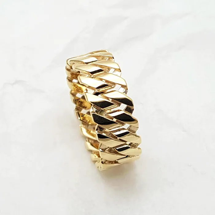Rings carre dor 14k 18k gold chain ring 2 Medium 8mm
