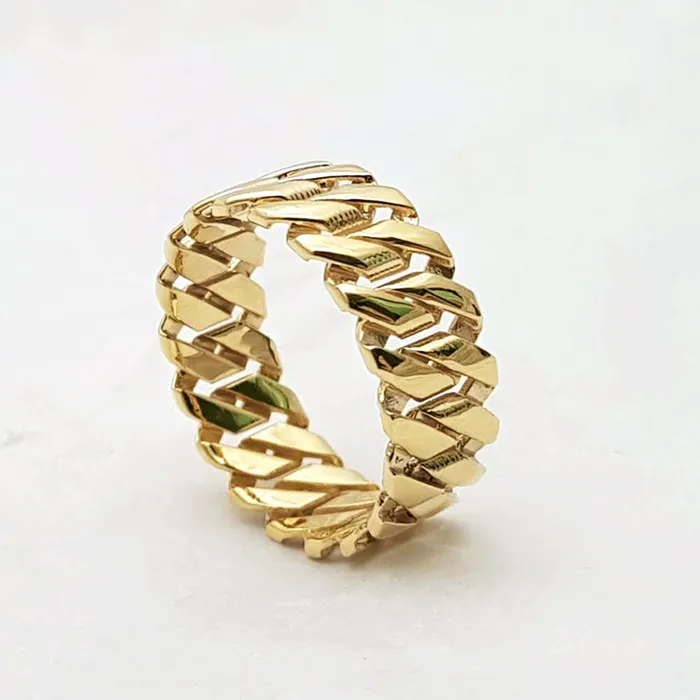Rings carre dor 14k 18k gold chain ring 2 Medium 8mm