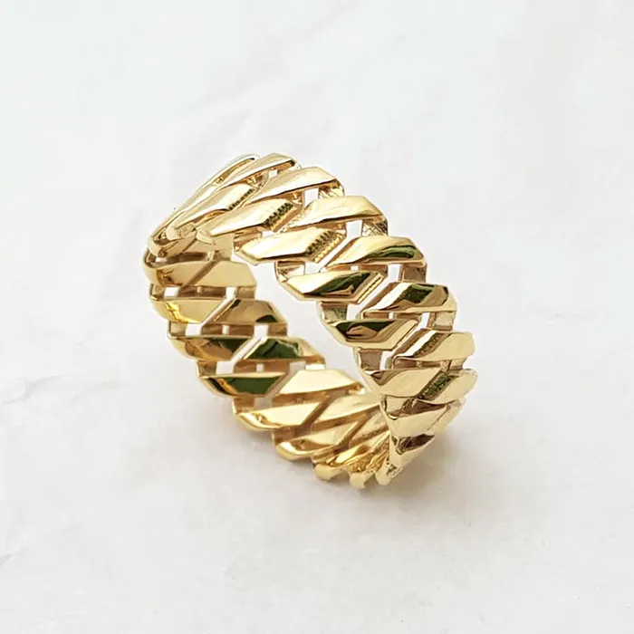Rings carre dor 14k 18k gold chain ring 2 Medium 8mm