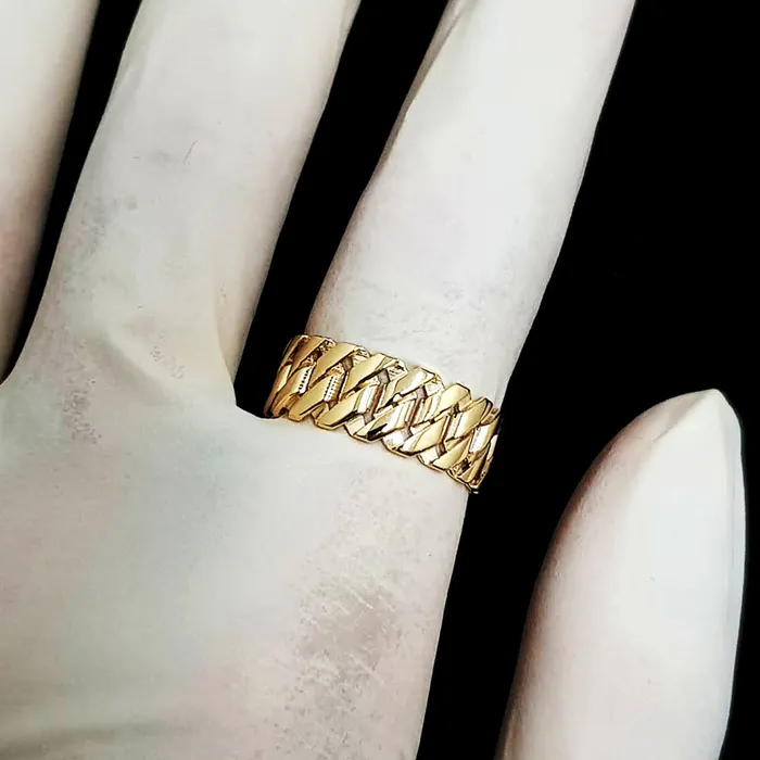 Rings carre dor 14k 18k gold chain ring 2 Medium 8mm