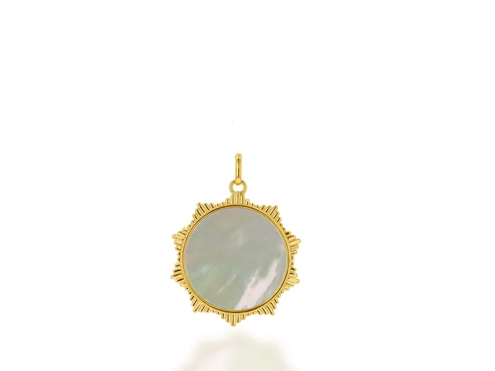 Rings Rachel Reid Fluted White Mother Of Pearl Sun Charm