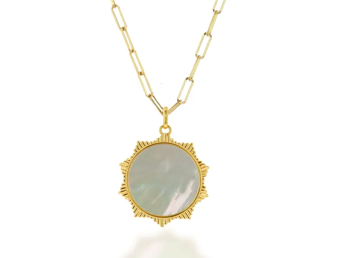 Rings Rachel Reid Fluted White Mother Of Pearl Sun Charm Rings Rachel Reid Fluted White Mother Of Pearl Sun Charm