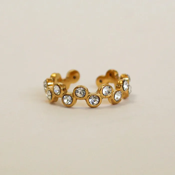 Rings Swirl Cubic Zirconia Adjustable Ring Gold Candlewick Gift Shop