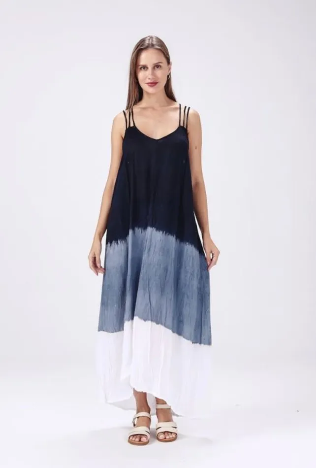 Rings Tie Dye Blue Black Dress One Size Candlewick Gift Shop