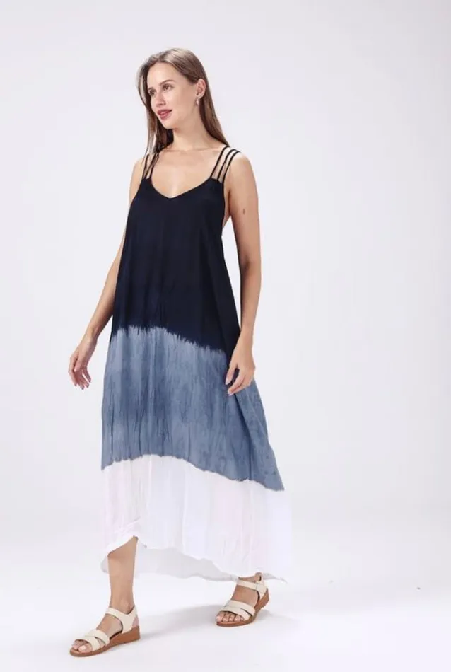 Rings Tie Dye Blue Black Dress One Size Candlewick Gift Shop