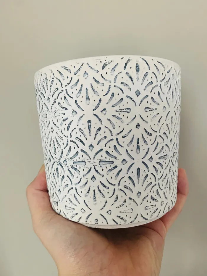 Rings White Ceramic Planter Pot Candlewick Gift Shop