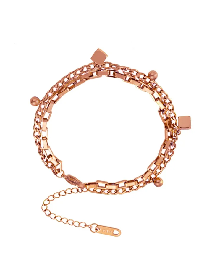 Rings Yellow Chimes Chain Bracelet for Women Rose GoldPlated Stainless Steel Layered Link Chain Bracelet For Women and Girls Yellow Chimes