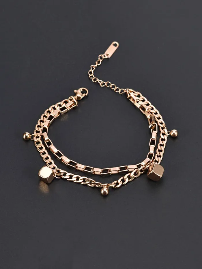 Rings Yellow Chimes Chain Bracelet for Women Rose GoldPlated Stainless Steel Layered Link Chain Bracelet For Women and Girls Yellow Chimes