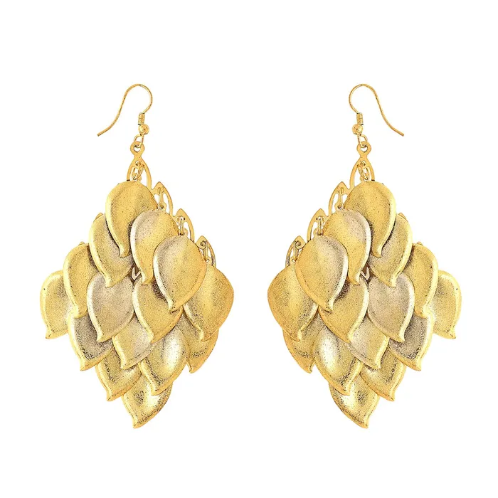 Rings Yellow Chimes Earrings for Women and Girls Drop Earrings for Women Gold Plated Leaf Drop Designed Drop Earrings Birthday Gift for girls and women Anniversary Gift for Wife Yellow Chimes