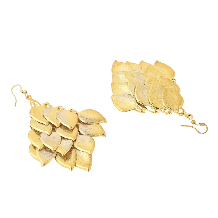 Rings Yellow Chimes Earrings for Women and Girls Drop Earrings for Women Gold Plated Leaf Drop Designed Drop Earrings Birthday Gift for girls and women Anniversary Gift for Wife Yellow Chimes