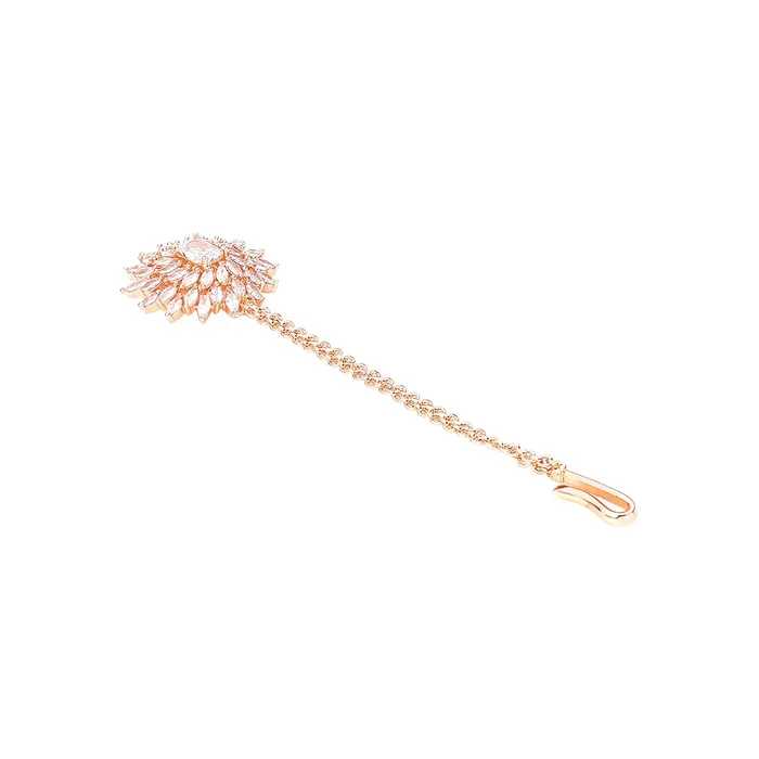 Rings Yellow Chimes Yellow Chimes American Diamond Maang Tikka for Women Rosegold Plated High Grade Authentic White AD Jewellery Maang Tikka for Women and Girls