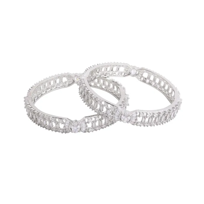 Rings Yellow Chimes Yellow Chimes Bangles for Women and Girls American Diamond Bangles for women Silver Tone White AD Studded Bangles for girls Birthday Gift For girls and women Anniversary Gift for Wife