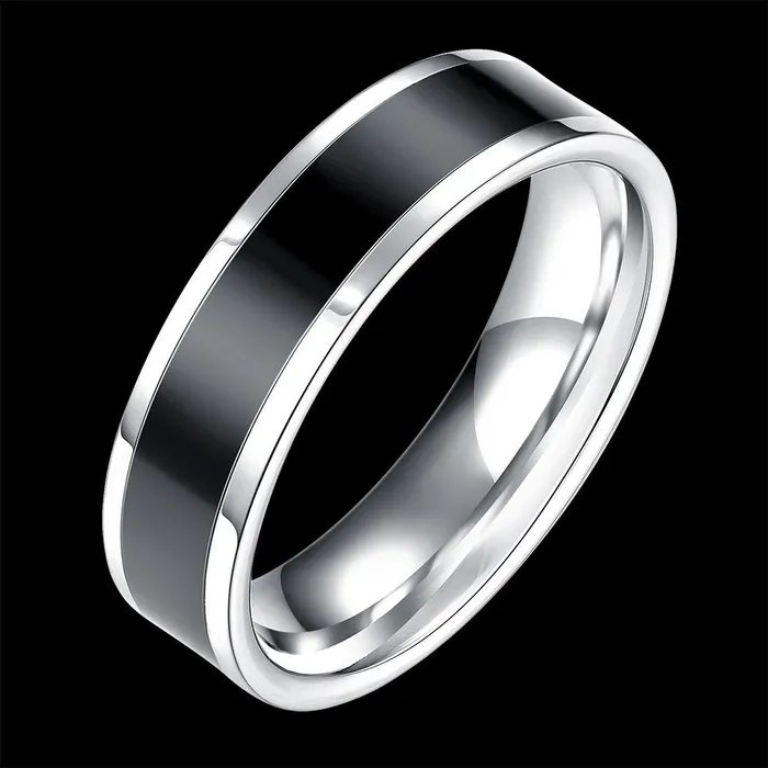 Rings Yellow Chimes Yellow Chimes Black Silver Rings For Men Pack of 1 Stainless Steel Band Ring Dual Toned Design Black Silver Finger Ring for Boys Ideal Gift For Men and Boys
