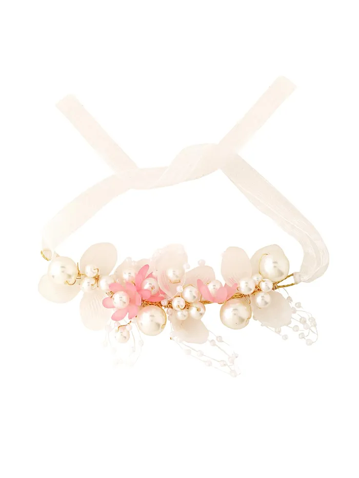 Rings Yellow Chimes Yellow Chimes Bracelet for women and Girls Golden Floral Bracelets for Women Bridal Wedding Bracelet Fabric Wrist Band Pearl Hand Bracelet For Women and Girls